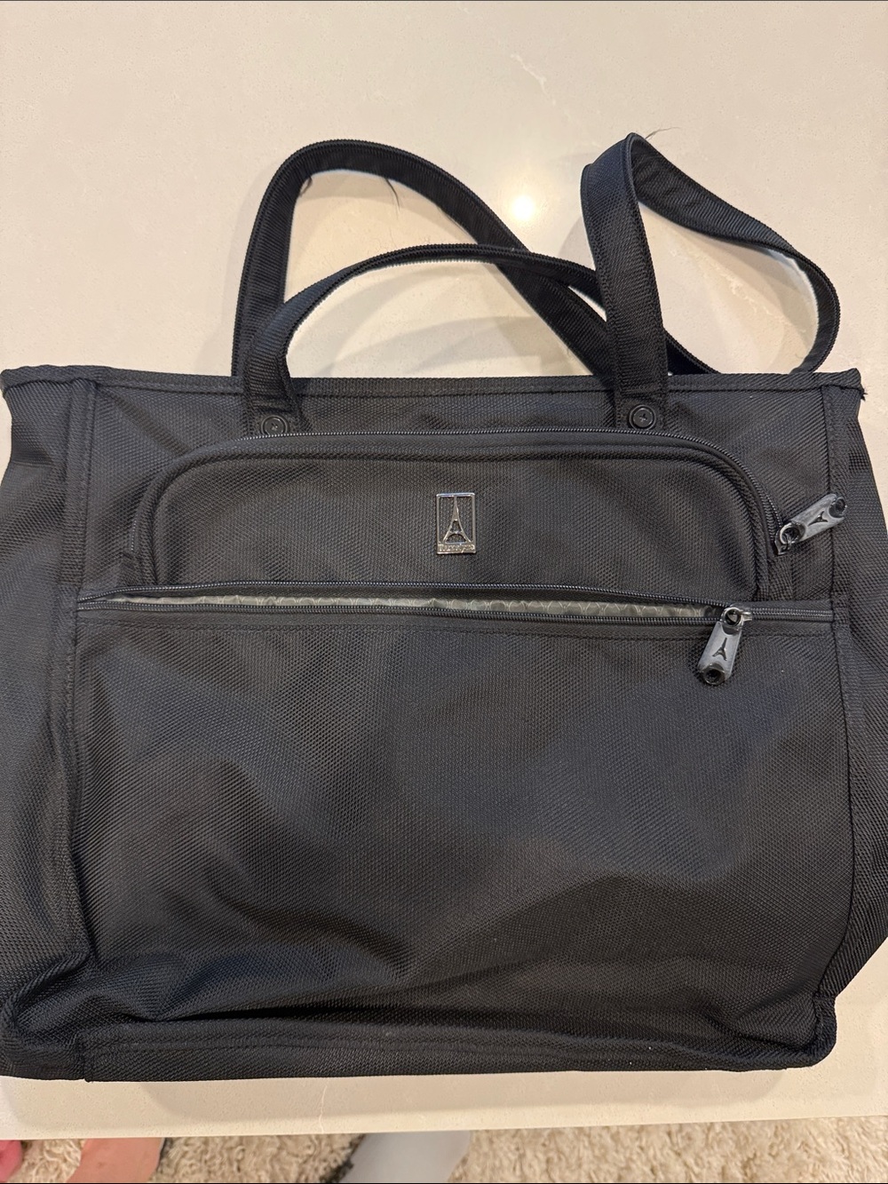 Black Laptop Tote with Front Zip Pocket - Unbranded
